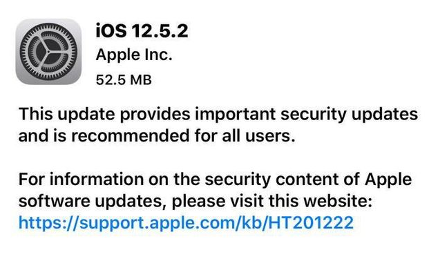 任丘苹果手机维修分享iOS12.5.2发布，建议所有老苹果用户安装 